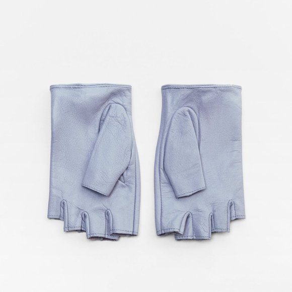 NWT Blue Leather Fingerless Gloves, L - Picture 5 of 5